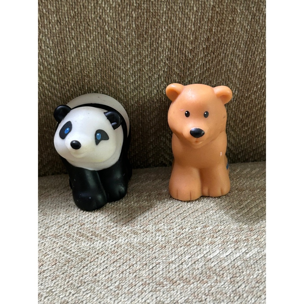 Fisher-Price Little People Zoo Animals Panda and Bear Figures Lot of 2 Mattel
